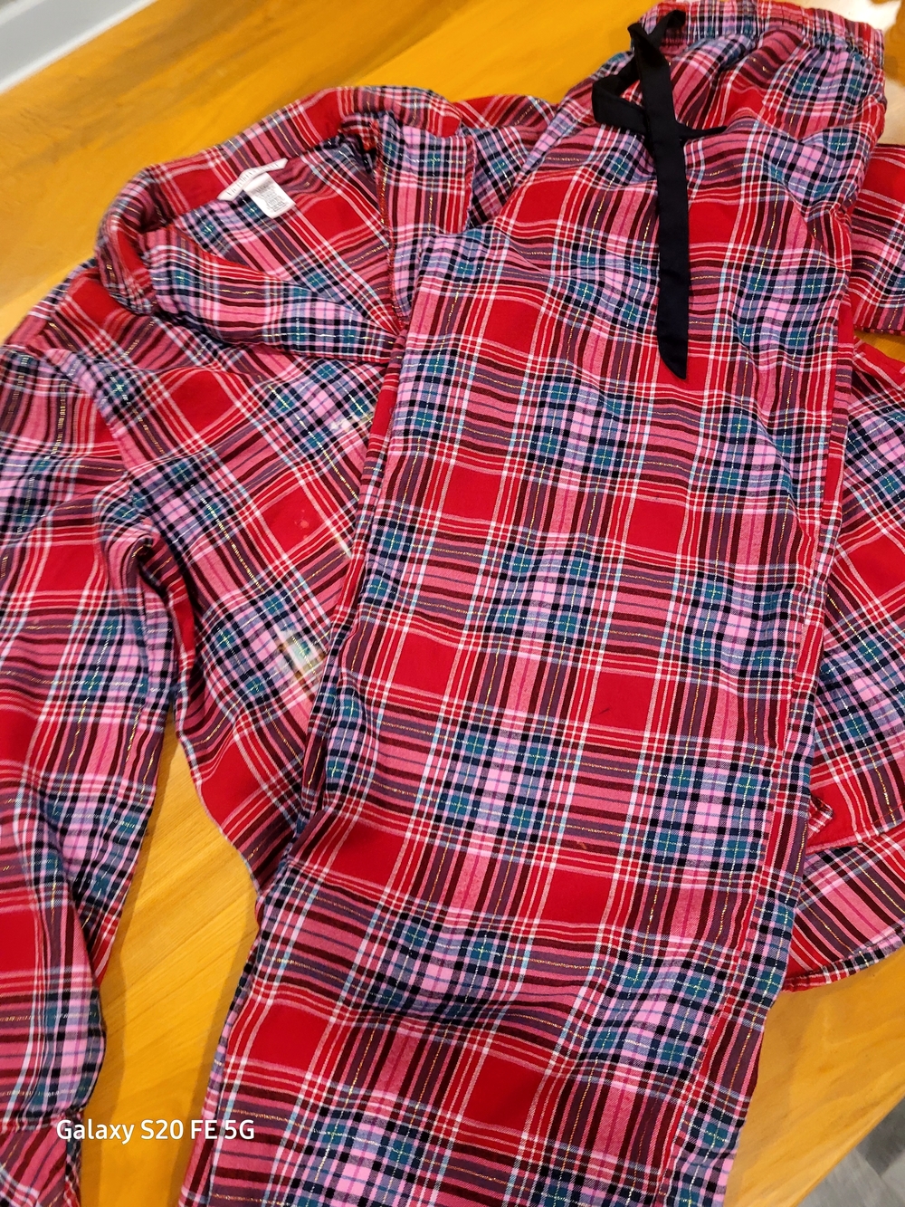 Victoria's Secret Red Pink Plaid Cotton Pajama Set